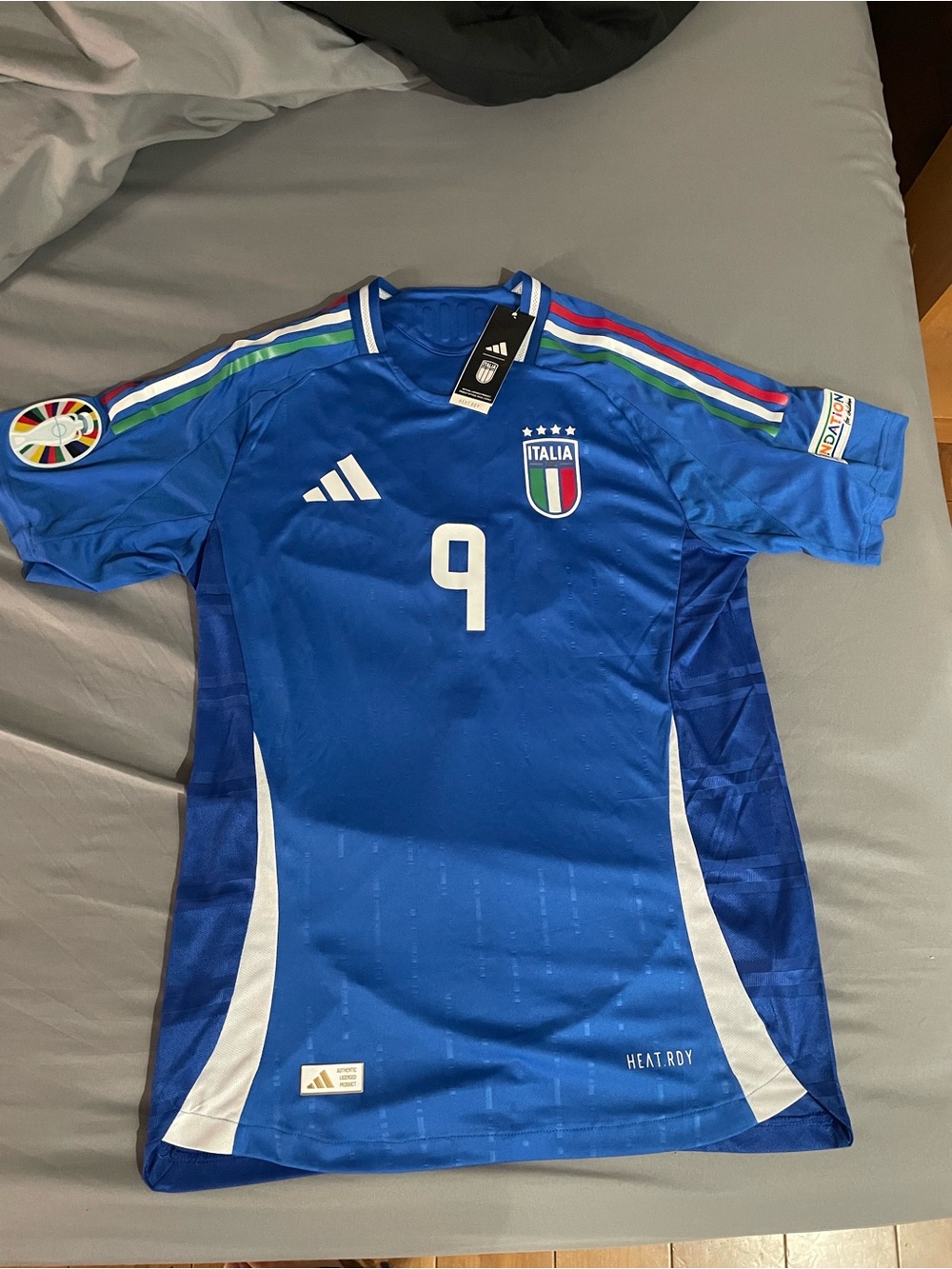 Adidas Italy Euro 2024 Home Authentic Jersey Scamacca 9 Men's Size XXL HEAT.RDY